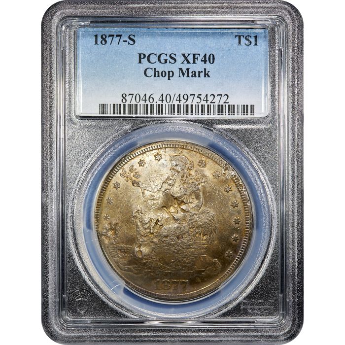 1877-S Trade Dollar (T$1) Chopmarked Obverse Image