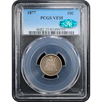 1877 Seated Liberty Dime (10c) Obverse Slab Image