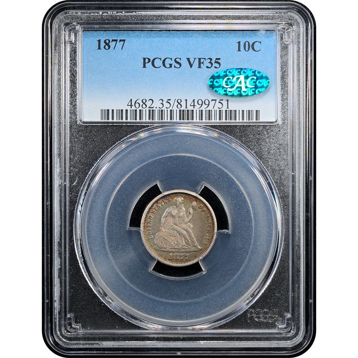 1877 Seated Liberty Dime (10c) Obverse Slab Image