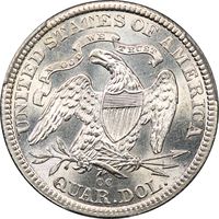 1878-CC Seated Liberty Quarter (25c) Reverse Image