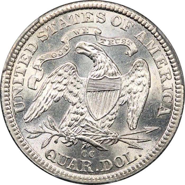1878-CC Seated Liberty Quarter (25c) Reverse Image
