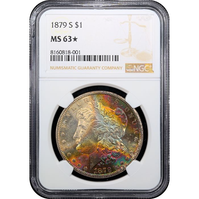 1879-S Morgan Dollar ($1) Rainbow Toner Obverse Slab Image