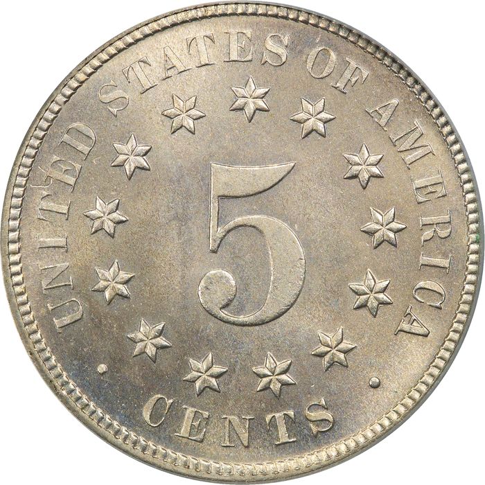 1879/8 Shield Nickel (5c) OGH Reverse Image