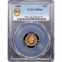 1880 Gold Dollar (G$1) Obverse Slab Image