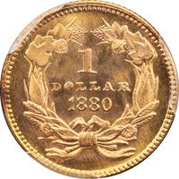 1880 Gold Dollar (G$1) Reverse Image