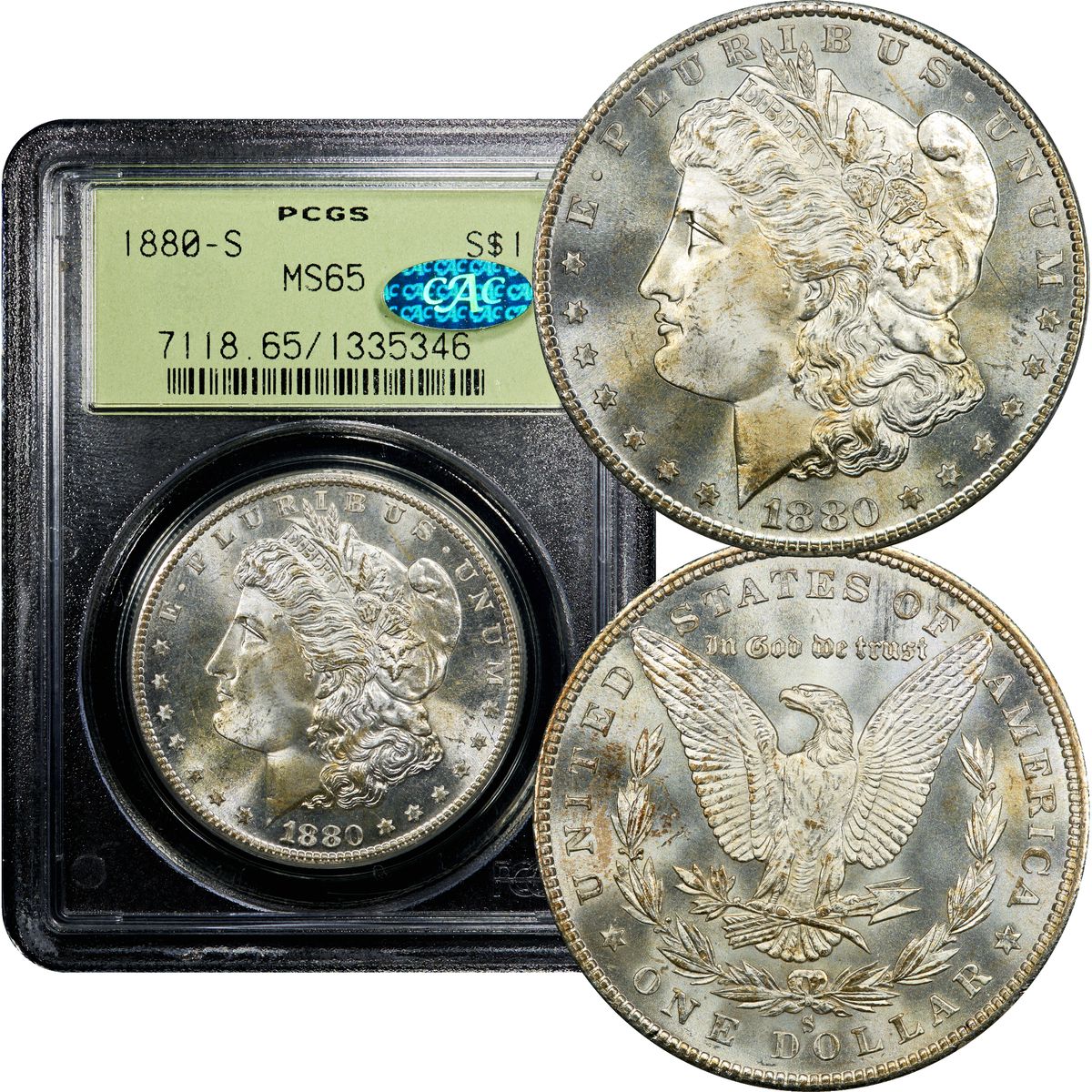 1880-S Morgan Dollar $1 OGH PCGS MS65 CAC