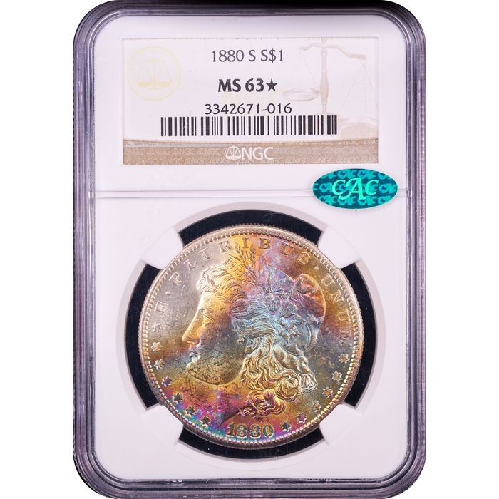 1880-S Morgan Dollar ($1) Rainbow Toner Obverse Slab Image