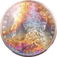 1880-S Morgan Dollar ($1) Rainbow Toner Obverse Image