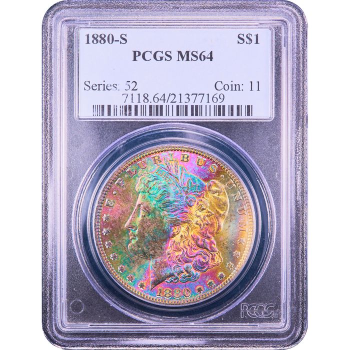 1880-S Morgan Dollar ($1) Rainbow Toner Obverse Slab Image