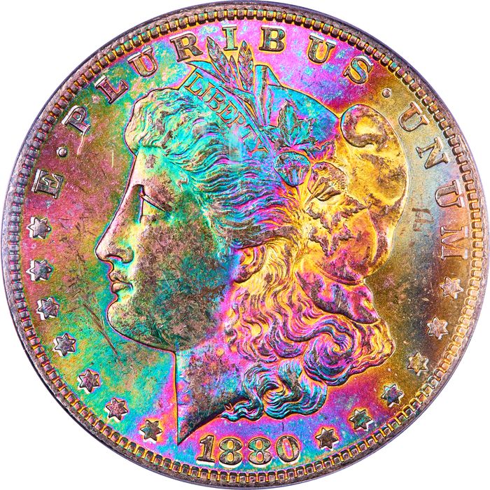 1880-S Morgan Dollar ($1) Rainbow Toner Obverse Image