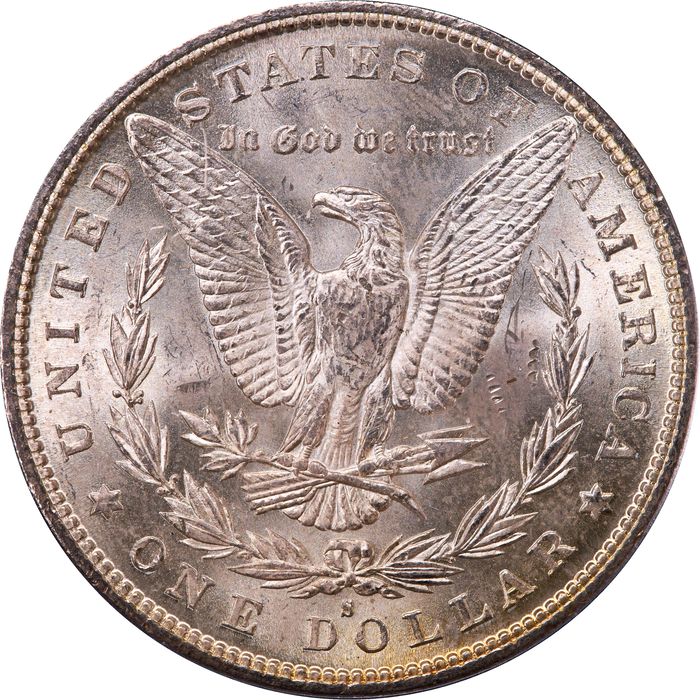 1880-S Morgan Dollar ($1) Rainbow Toner Reverse Image