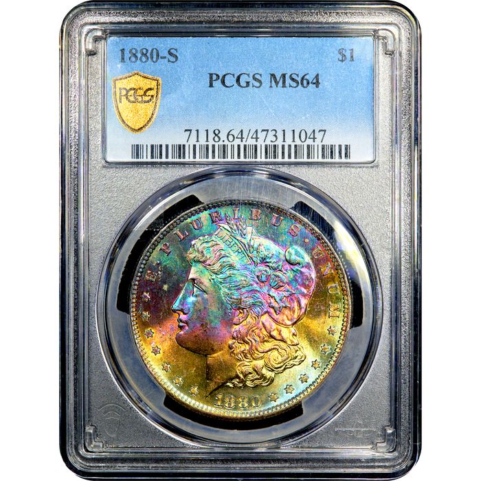 1880-S Morgan Dollar ($1) Rainbow Toner Obverse Image