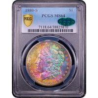 1880-S Morgan Dollar ($1) Rainbow Toner Obverse Slab Image