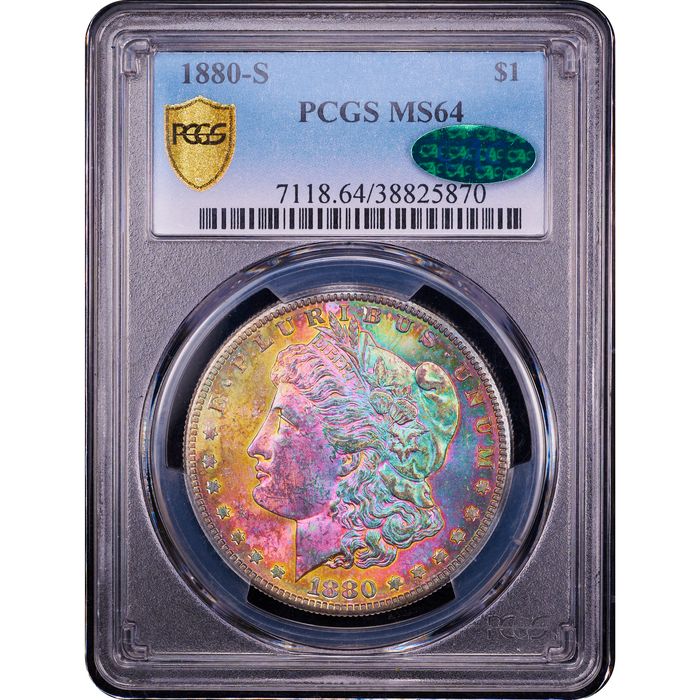 1880-S Morgan Dollar ($1) Rainbow Toner Obverse Slab Image