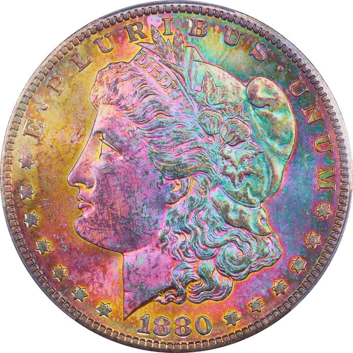 1880-S Morgan Dollar ($1) Rainbow Toner Obverse Image