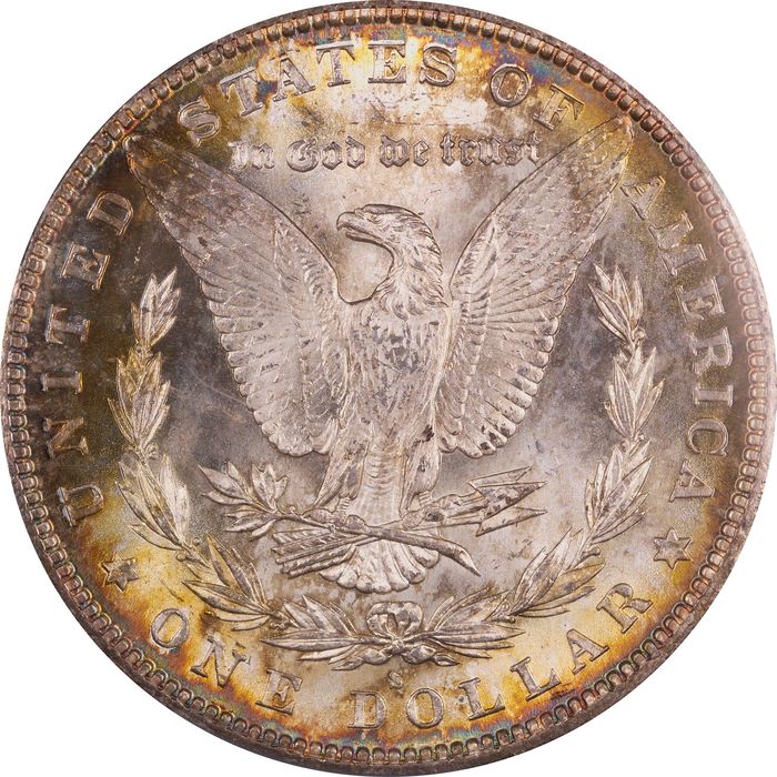 1880-S Morgan Dollar ($1) Rainbow Toner Reverse Image