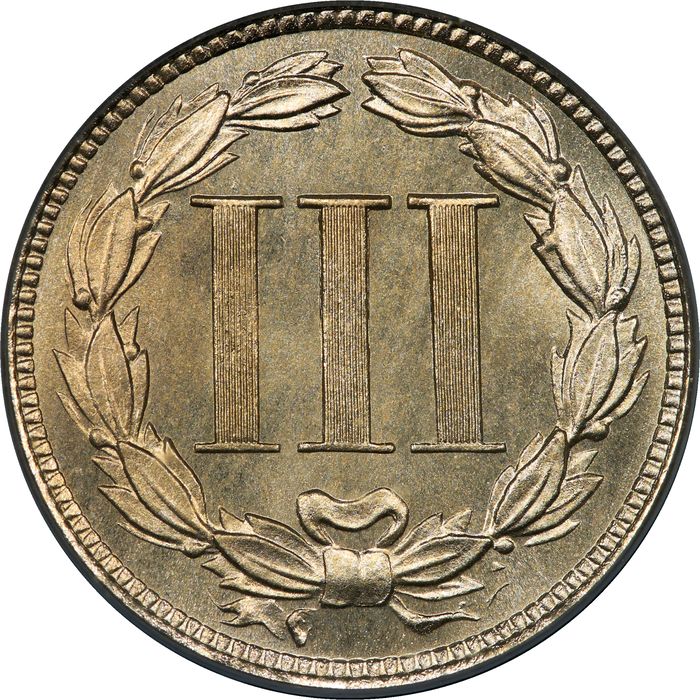 1880 Three Cent Nickel (3CN) OGH Reverse Image