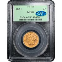 1881 Liberty Gold Half Eagle ($5) OGH Obverse Slab Image
