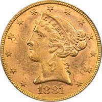 1881 Liberty Gold Half Eagle ($5) OGH Obverse Image