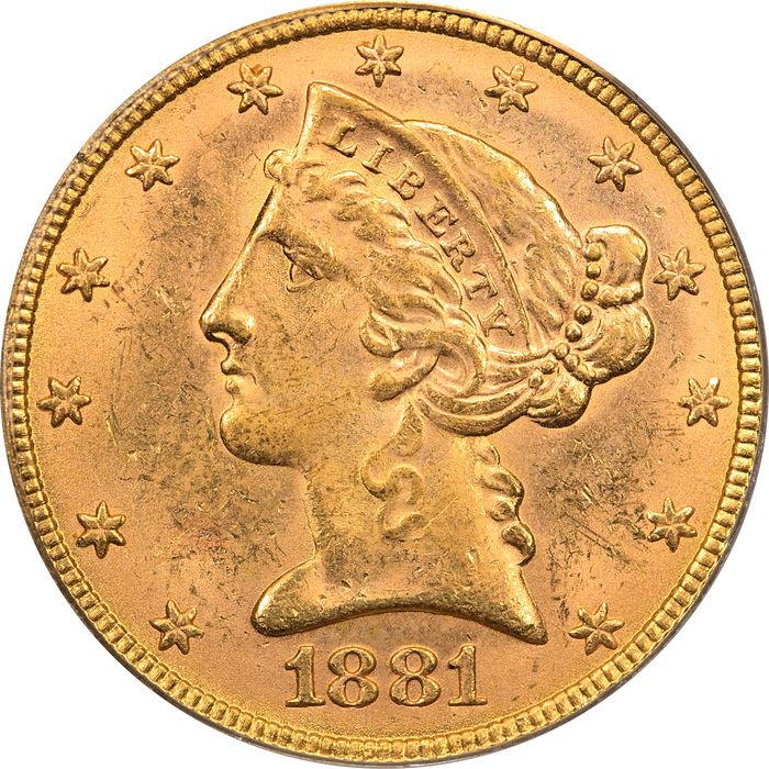 1881 Liberty Gold Half Eagle ($5) OGH Obverse Image