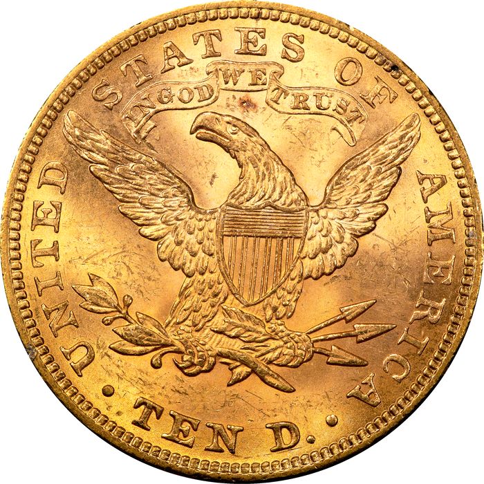 1882 Liberty Gold Eagle ($10) Rattler Reverse Image