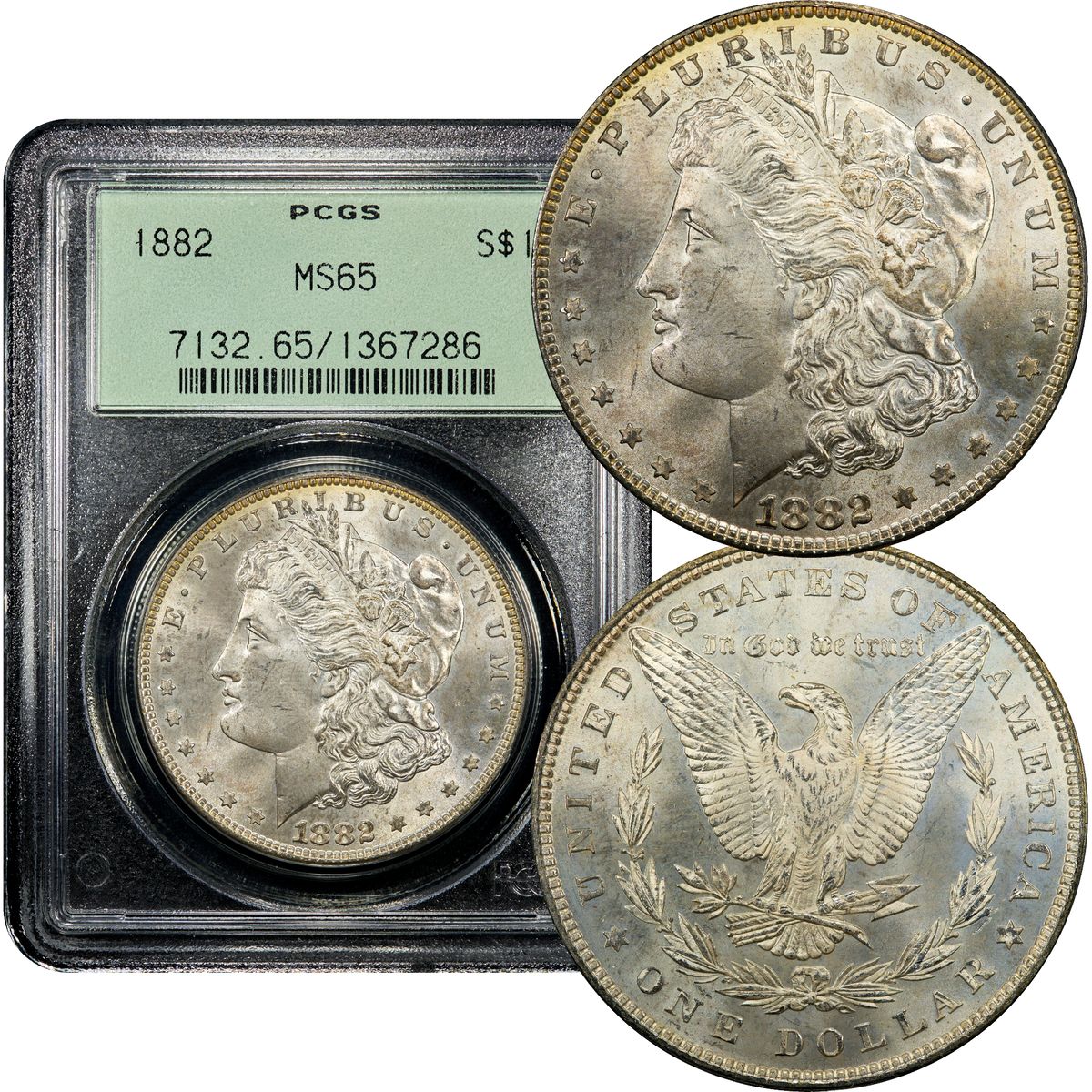 1882 Morgan Dollar $1 OGH PCGS MS65