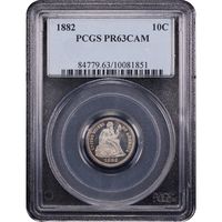 1882 Seated Liberty Dime (10c) Obverse Slab Image