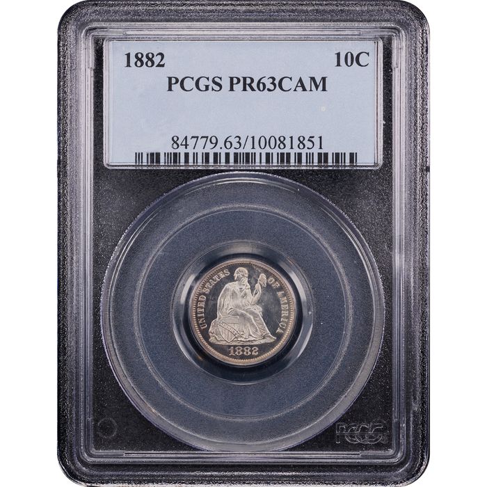 1882 Seated Liberty Dime (10c) Obverse Slab Image