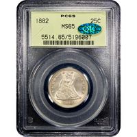 1882 Seated Liberty Quarter (25c) OGH Obverse Slab Image