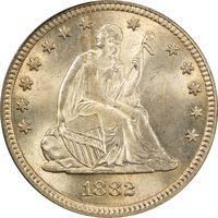 1882 Seated Liberty Quarter (25c) OGH Obverse Image