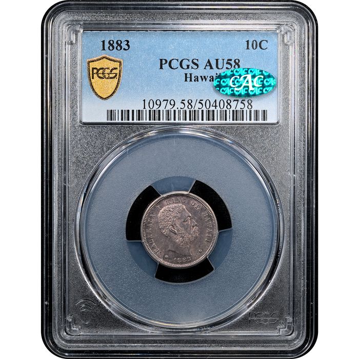 1883 Hawaii Dime (10c) Obverse Slab Image