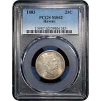 1883 Hawaii Quarter (25c) Obverse Slab Image