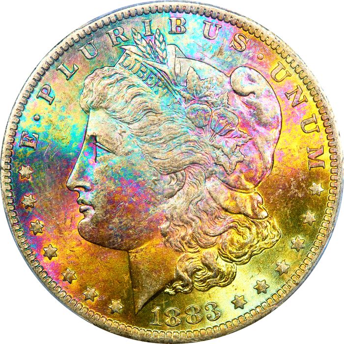1883-O Morgan Dollar ($1) Rainbow Toner Obverse Image