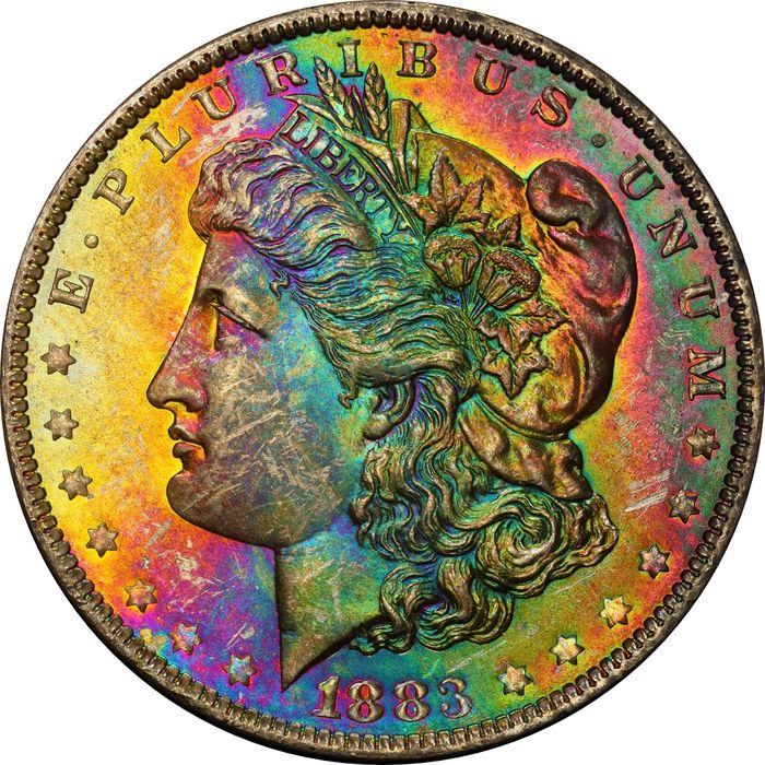 1883-O Morgan Dollar ($1) Rainbow Toner Obverse Image