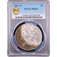 1883-O Morgan Dollar Crescent Rainbow Toner Obverse Slab Image