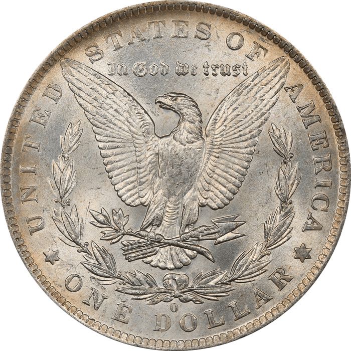 1883-O Morgan Dollar Crescent Rainbow Toner Reverse Image