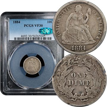 1884 Seated Liberty Dime (10c) Composite Image
