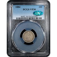 1884 Seated Liberty Dime (10c) Obverse Slab Image