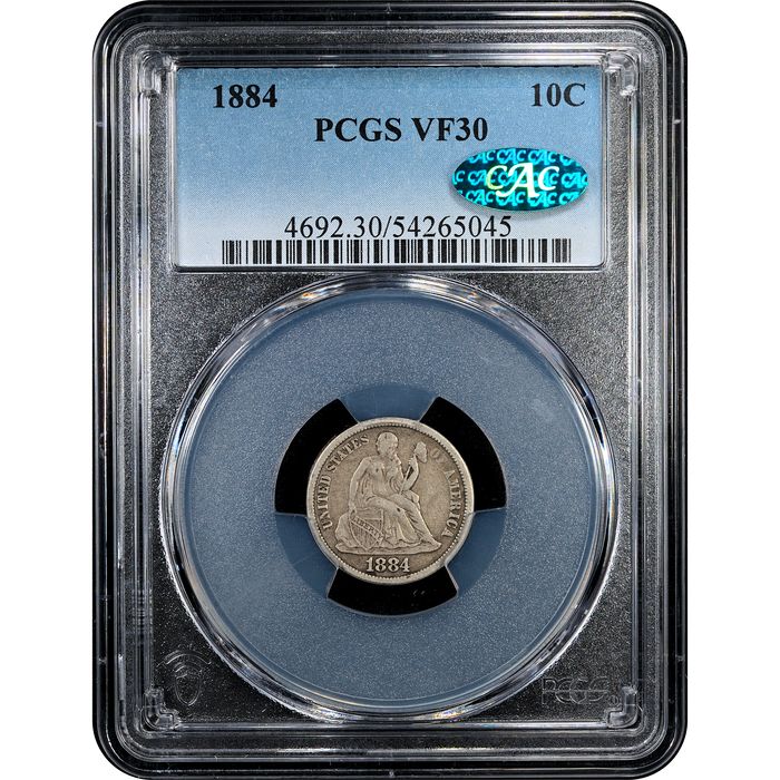 1884 Seated Liberty Dime (10c) Obverse Slab Image
