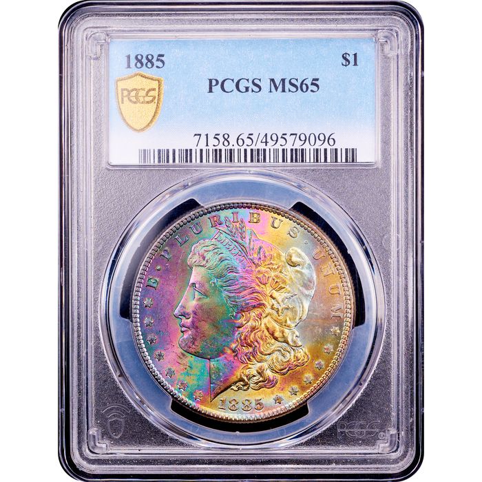 1885 Morgan Dollar ($1) Rainbow Toner Obverse Slab Image