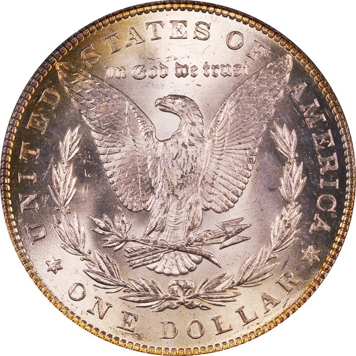 1885 Morgan Dollar ($1) Rainbow Toner Reverse Image
