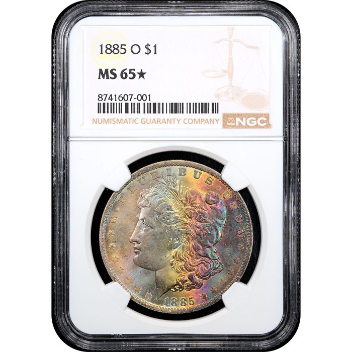 1885-O Morgan Dollar ($1) Rainbow Toner Obverse Slab Image