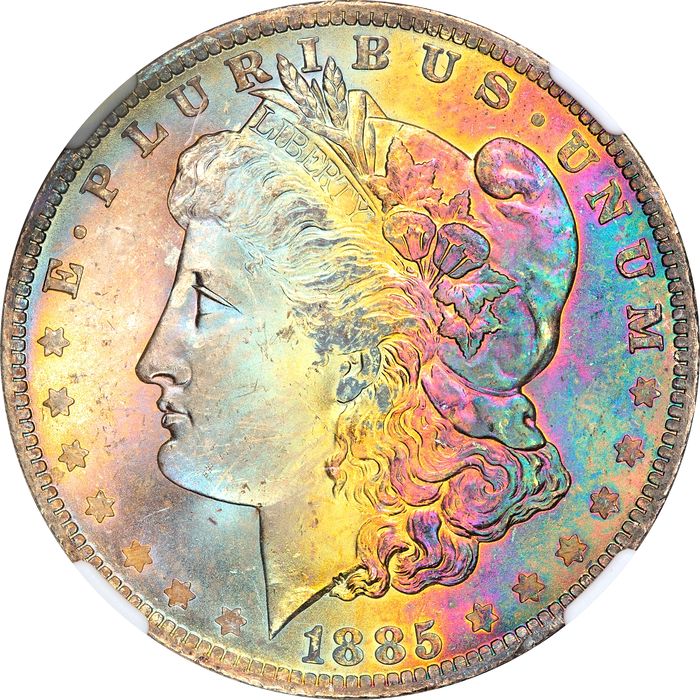 1885-O Morgan Dollar ($1) Rainbow Toner Obverse Image