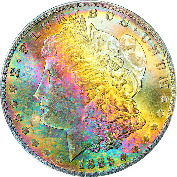 1885-O Morgan Dollar ($1) Rainbow Toner Photo 3