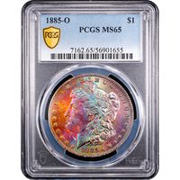 1885-O Morgan Dollar ($1) Rainbow Toner Obverse Slab Image