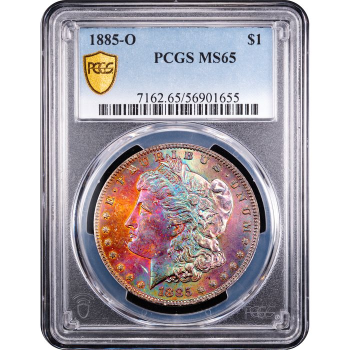 1885-O Morgan Dollar ($1) Rainbow Toner Obverse Slab Image