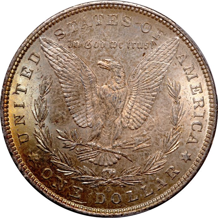 1885-O Morgan Dollar ($1) Rainbow Toner Reverse Image