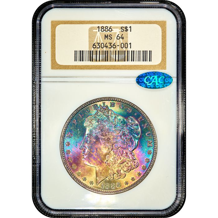 1886 Morgan Dollar ($1) Rainbow Toner Obverse Image