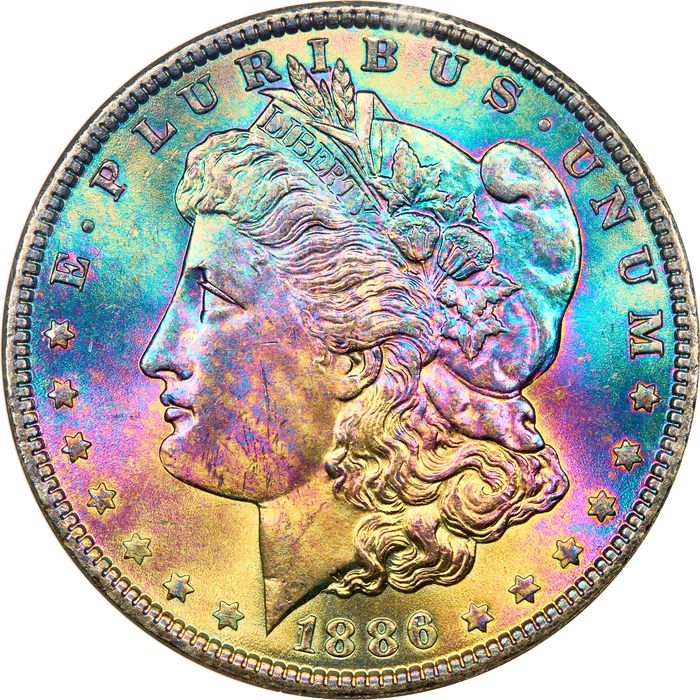 1886 Morgan Dollar ($1) Rainbow Toner Photo 3
