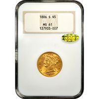 1886-S Liberty Gold Half Eagle ($5) Obverse Slab Image